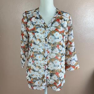 Antilia Femme women blouse sheer printed small